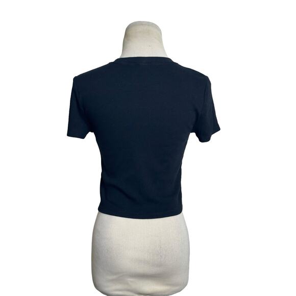 TNA black short sleeves crop fitted T shirt size Medium - Picture 2 of 14